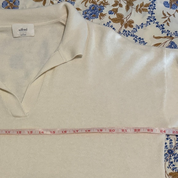 Wilfred Clara Sweater Large Light Birch Ivory Polo Merino Wool Cotton Aritzia - Picture 10 of 14
